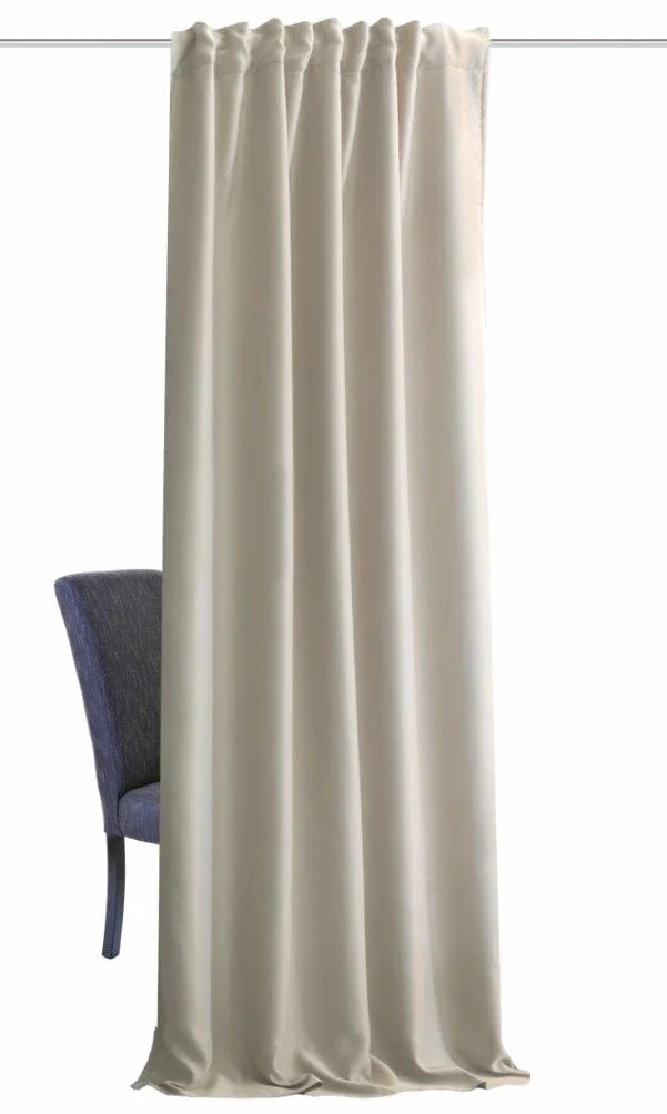 HOMEbasics | Akustikvorhang Uni | ACUSTICO | Lärm-, Hitze-, Kälte- und Zugluft-Schutz + abdunkelnd | Natur | 245 x 135 cm