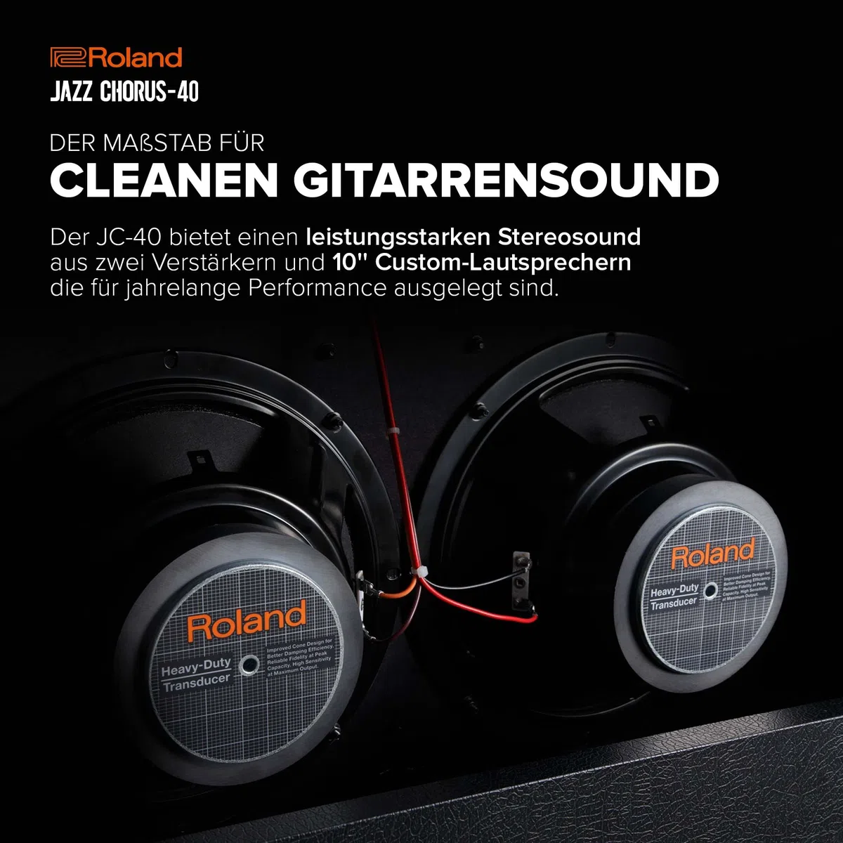 Roland JC-40 Jazz Chorus | Kompakter Gitarrenverstärker | Legendärer JC Clean-Sound | Einzigartiger Dimensional Space Chorus Effekt | Leistungsstarker 40 Watt Stereoverstärker | Zwei 10” Lautsprecher