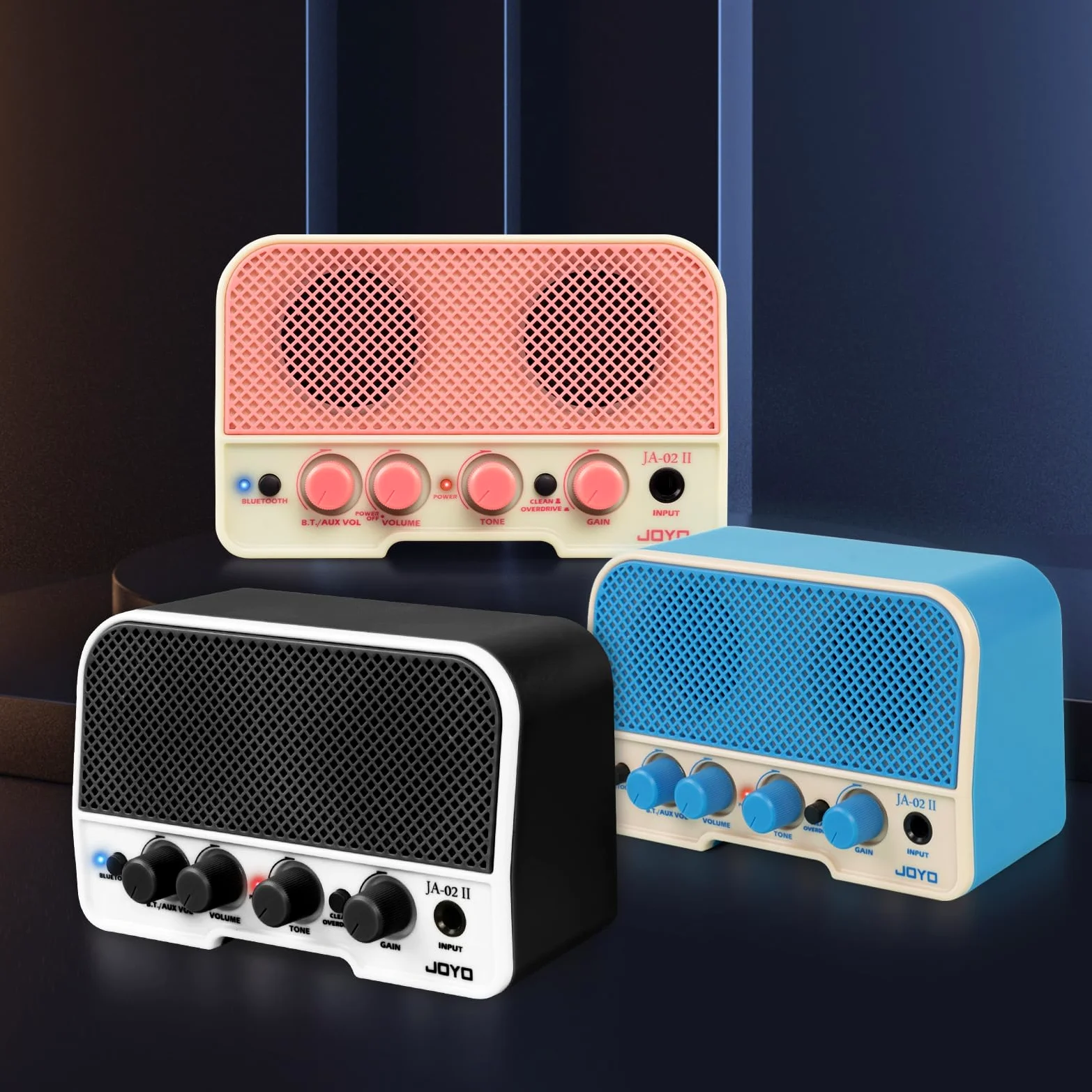 JOYO Mini Gitarrenverstärker 5W Verstärker für E-Gitarre Kleiner Gitarrenverstärker mit Bluetooth-Kanälen Clean und Overdrive Wiederaufladbar Tragbar (JA-02 II Schwarz)