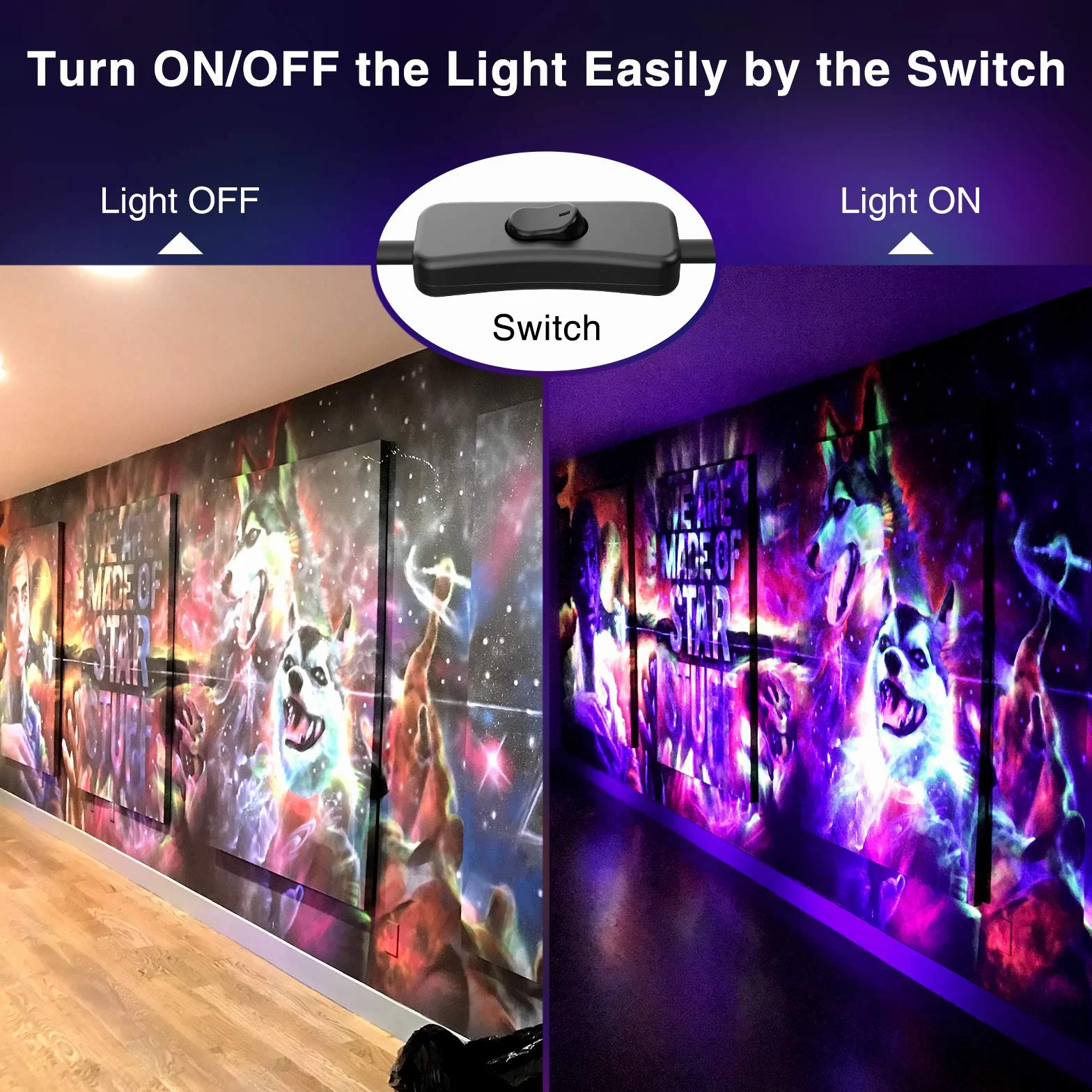 Onforu 2 er 20W LED Schwarzlicht Strahler, IP66 Wasserdicht Schwarzlichtlampe, UV Fluter mit Stecker, Fluoreszenz UV Scheinwerfer Bühnenbeleuchtung, UV Licht für Party Disco, Neonfarben, Aquarium