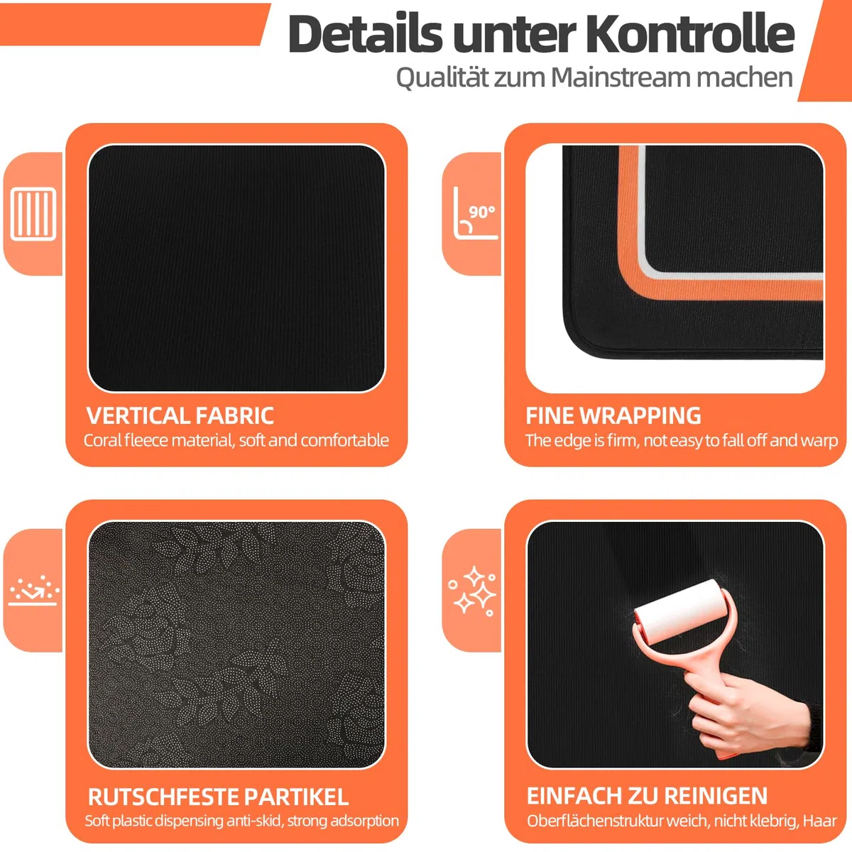 OUUTMEE Schlagzeugteppich Drum Teppich Schwarz+Orangefarbener Rand 155x122cm
