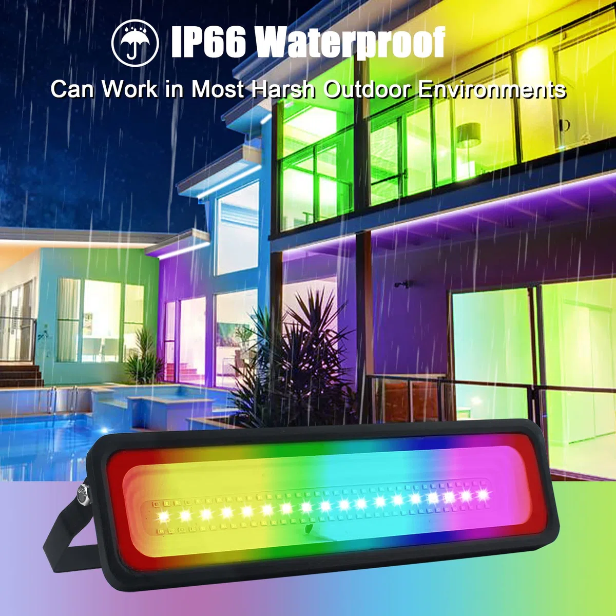 RGB+UV Strahler 50W LED Schwarzlichtlampe mit Fernbedienung 12 Farben Uv Schwarzlicht IP66 Wasserdicht Led strahler Partylicht Blacklight für Neonfarbe, Party, Bühnen, Garten, Halloween
