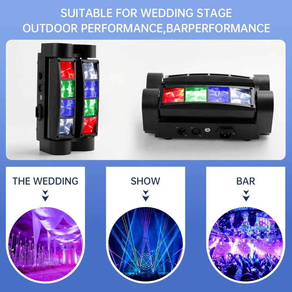 Moving Head Bühnenlicht, DJ Licht Disco Licht 8x10W RGBW 4 IN 1 LED Lichteffekt,Mini Partylicht Stage Lights mit DMX512/Sprachmodus für Bar Party Club Oktoberfest Weihnachten 2 Stück