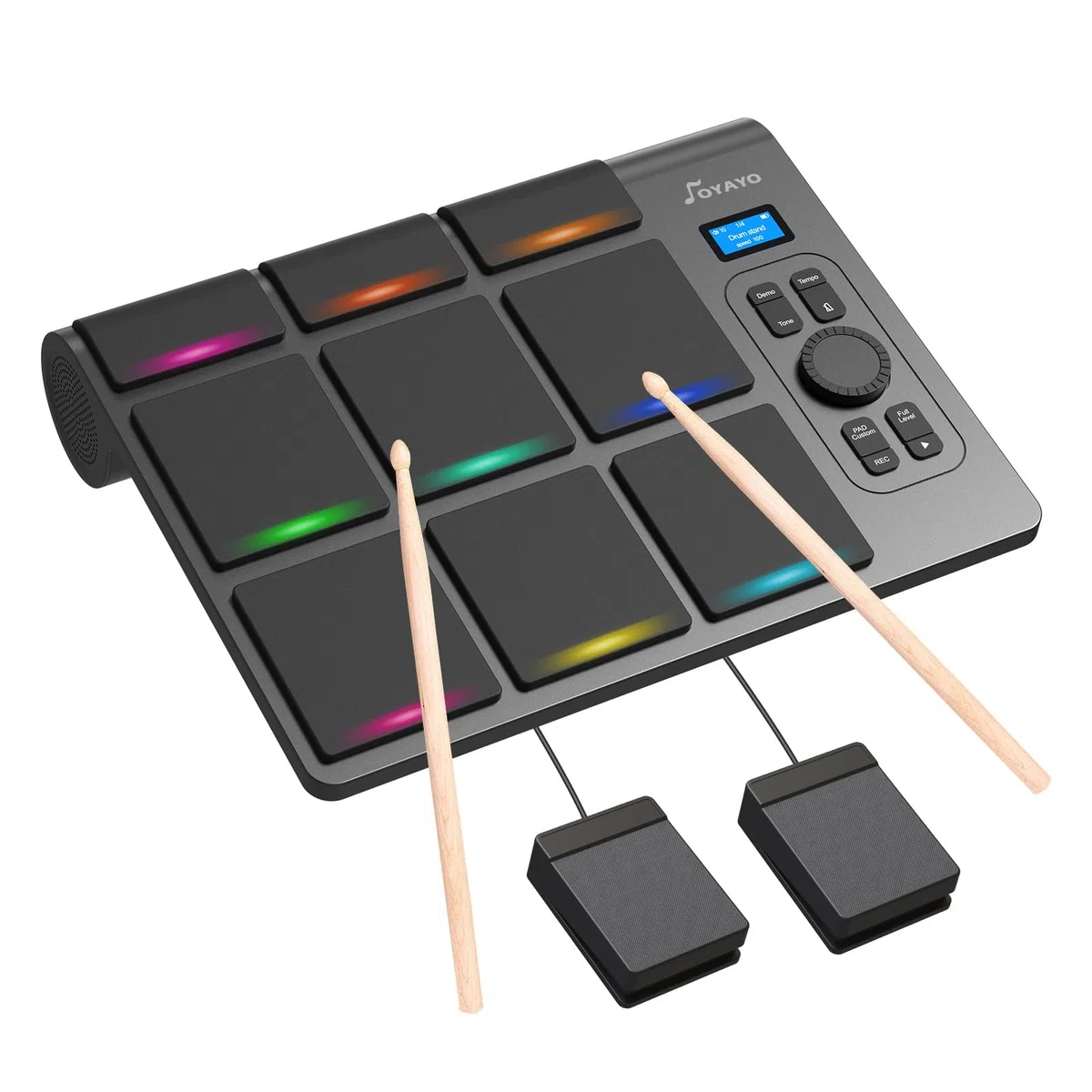 9 Pads Elektronisches Schlagzeug-Pad, Elektronisches Tisch-Schlagzeug-Set, tragbares digitales Schlagzeug mit Geschwindigkeitsempfindlichkeit, LED-Schlagzeug-Pad-Lichter, MIDI-Mac