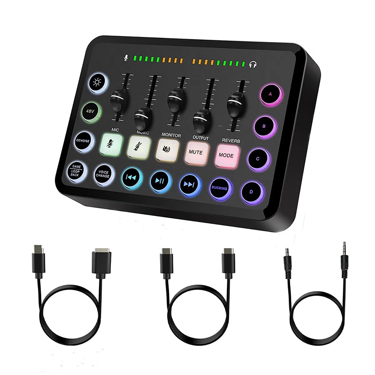 NEWFUN mischpult, soundboard, mischpult für pc,Mixeur RGB pour PC pour le streaming Avec enregistrement personnalisé, Compatible avec différents systèmes d'exploitation et logiciels