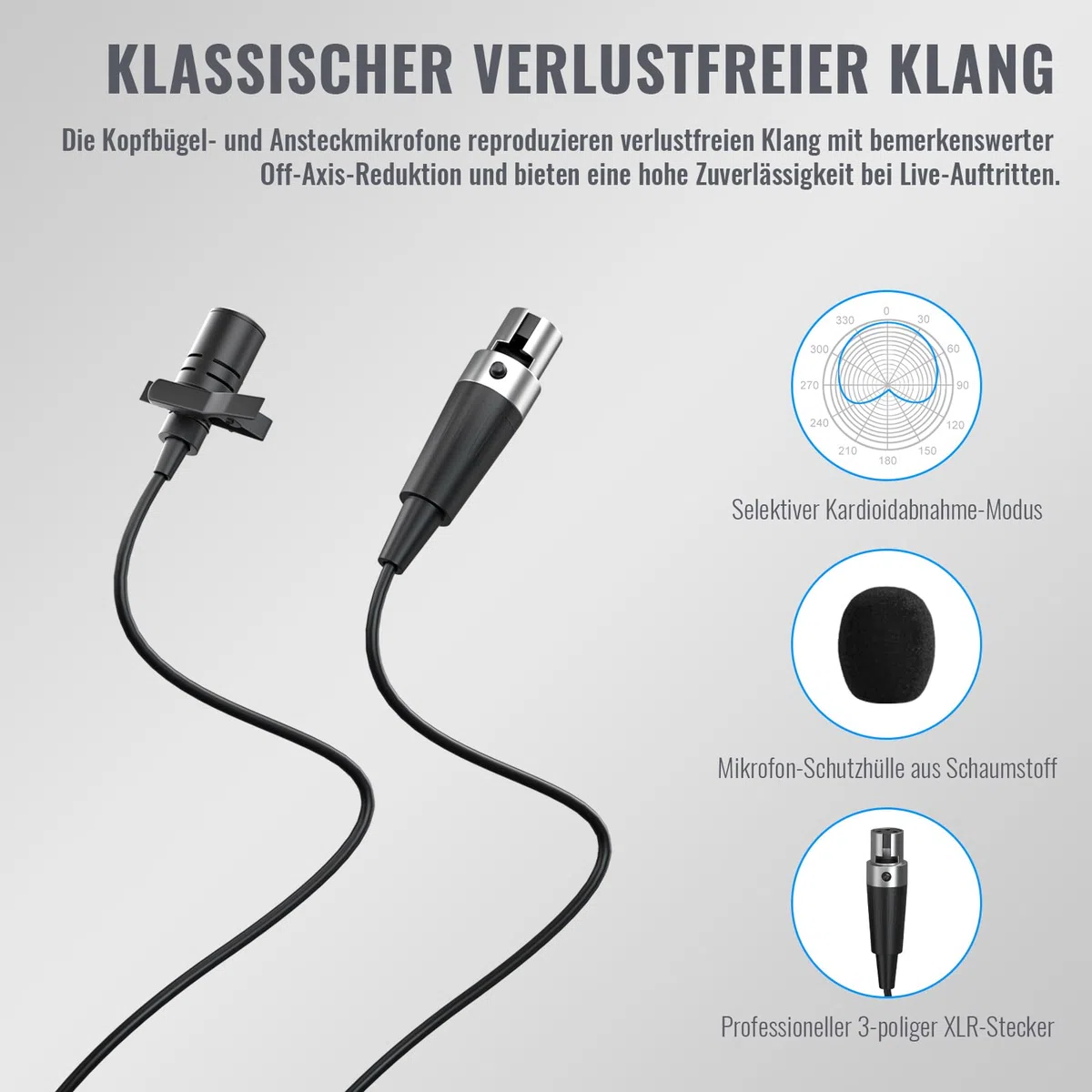 Phenyx Pro UHF Kabelloses Mikrofonsystem mit 2 x 30 abstimmbaren PTU-52-2B | schnurloses Metall-Mikrofon-Set, 61 m Reichweite, 2 Bodypacks & Headsets/Ansteckmikrofone für Sprechen, Singen, Kirche, DJ
