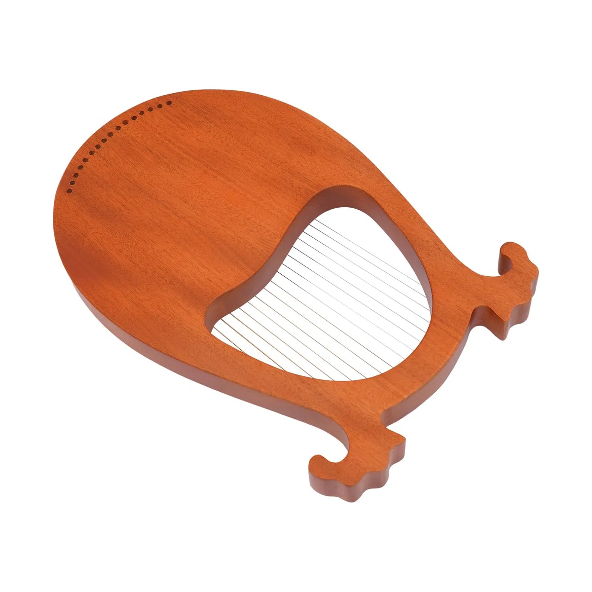 Harfe, Massives Mahagoni Saiteninstrument Instrument, Tragbare 16 Saiten Lyre Harfe, Vintage Instrument Lyra Harfe Mahagoni 16 Stahlsaiten Stimmschlüssel Pickup Set (Europäisch gemusterte Holzfarbe)