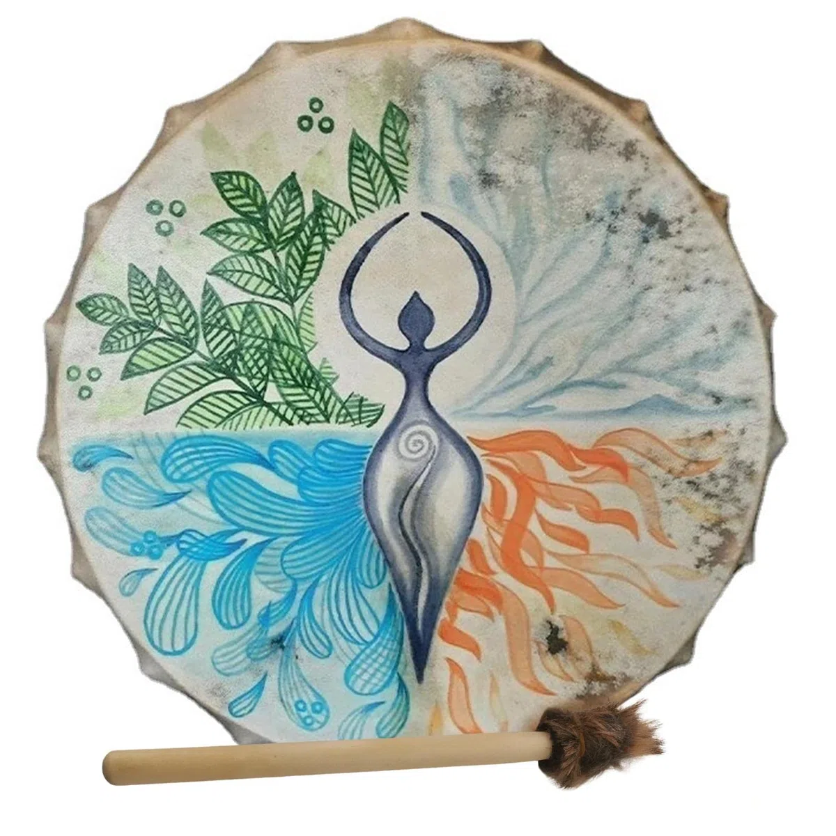 25 cm Schamanentrommel, Göttin Baum des Lebens, dekorative schamanische Trommel, sibirische Trommeln, spirituelle Basstrommel, Musik, Meditationstrommel, Heimdekoration