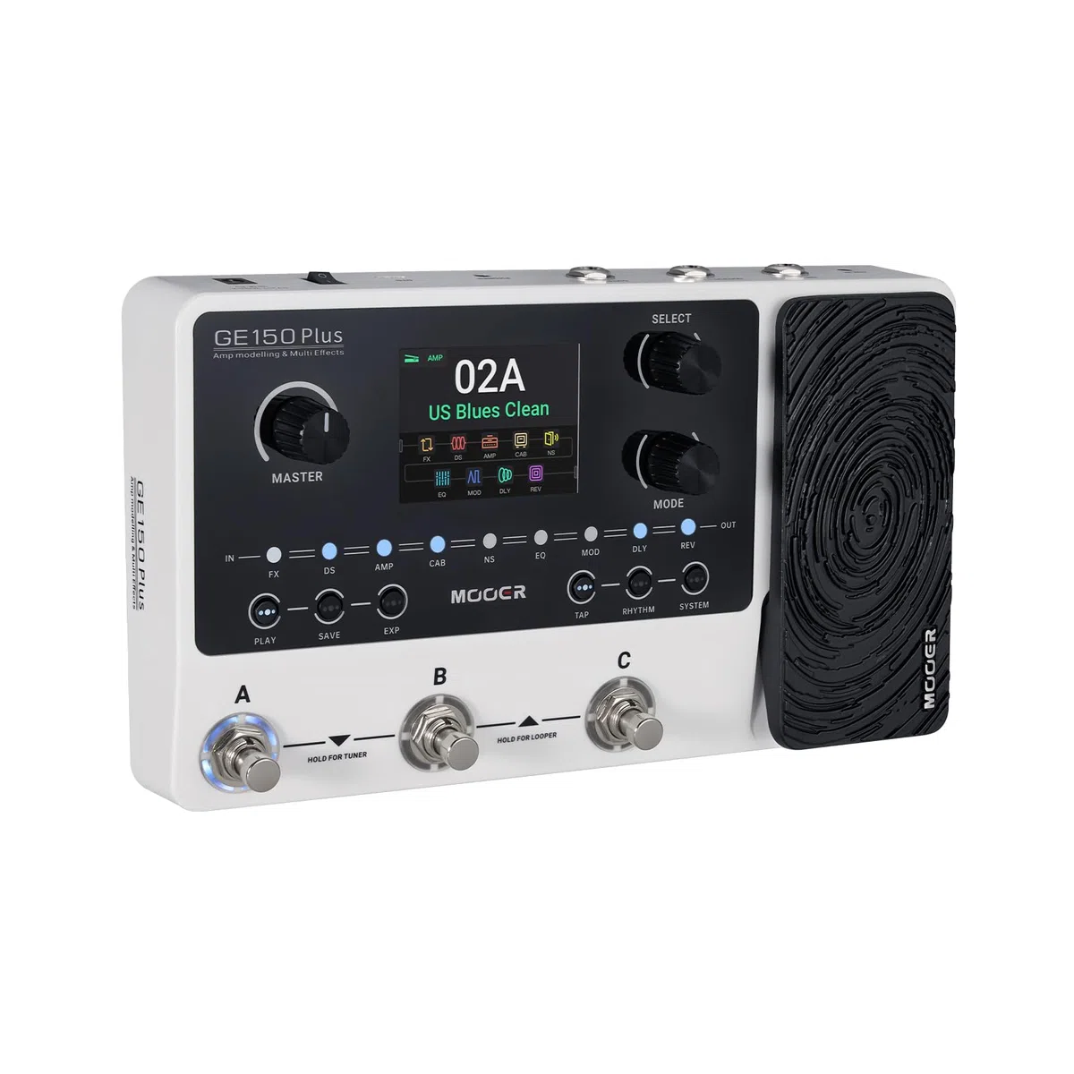 Mooer GE150 Plus Multi Effects Pedal für Gitarre | 55 Amp-Modellen, 170 Effekten, 80-Sekunden-Looper, Expression-Pedal und USB-C-Recording