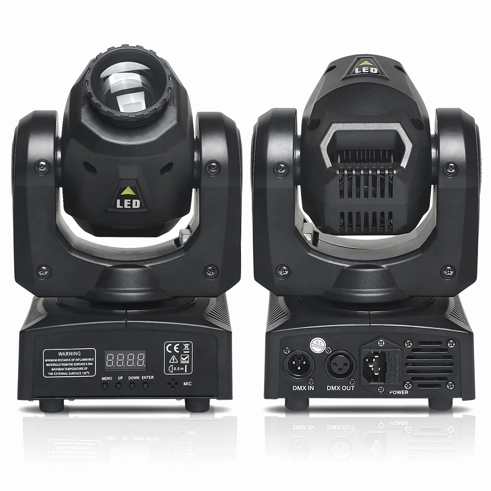 (2Pack) LED Moving Head Light Mini 30W DJ Moving Head Gobo Light mit 8 Gobos und 8 Farben, DMX und sprachgesteuertem Stage Strobe Spotlight für Hochzeit, DJ, Party, Club, Disco, Beam Lights