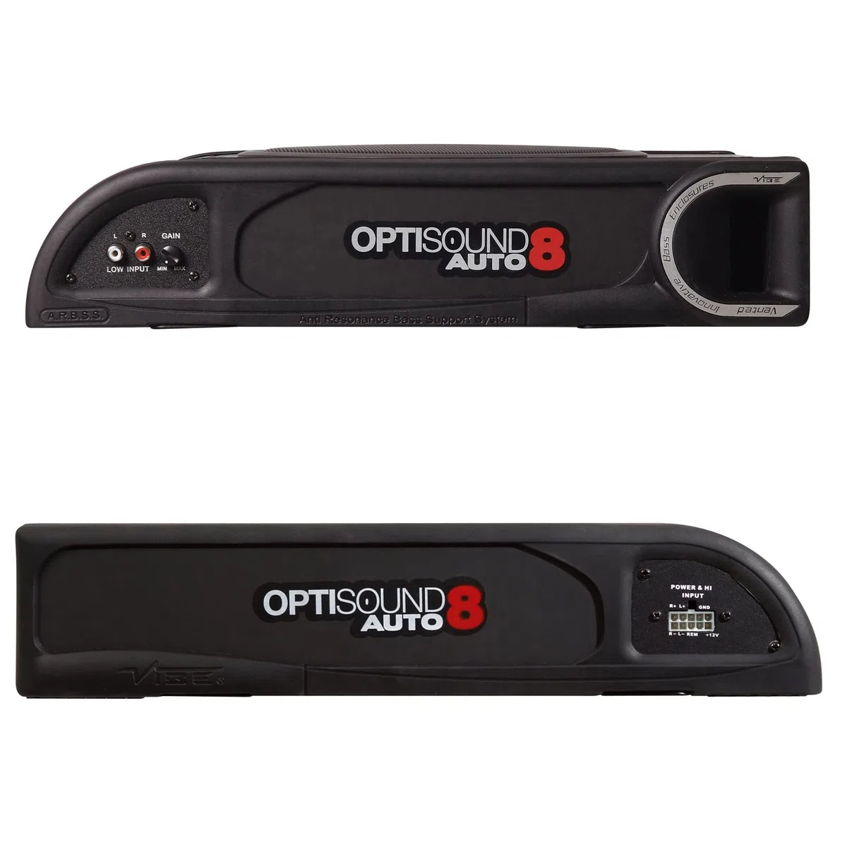 Vibe Audio Optisound Slimline 8" Untersitz-Aktiv-Bassgehäuse, OPTISOUNDAUTO8A-V2, Schwarz