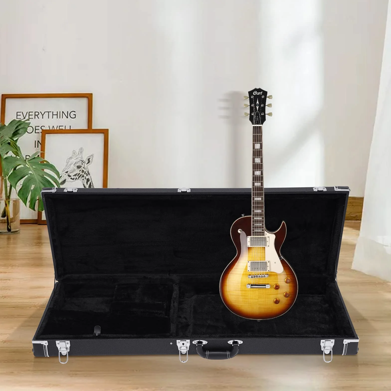 E-Gitarre Hartschalenkoffer Schwarz E-Gitarrenkoffer Rechteck Hartschalenkoffer mit Schlüssel Tragekoffer für die meisten E-Gitarren, wie ST-Klasse, Tele, Fender und Ebenezer