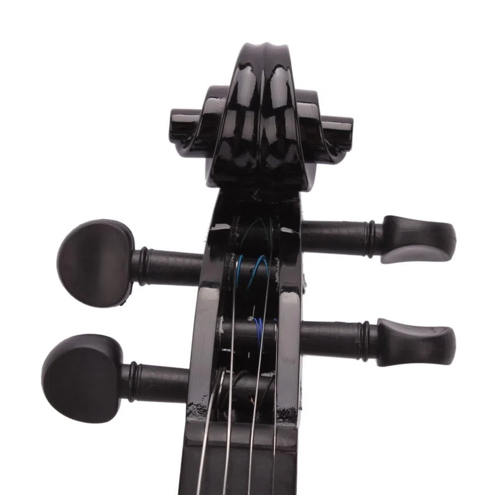 LALAHO 4/4 Full Size Violin Set, Erwachsenengeige für Anfänger, Massivholzgeige mit Etui, Bogensehne, Gefederte Schulterstütze, Kolophonium (Schwarz)