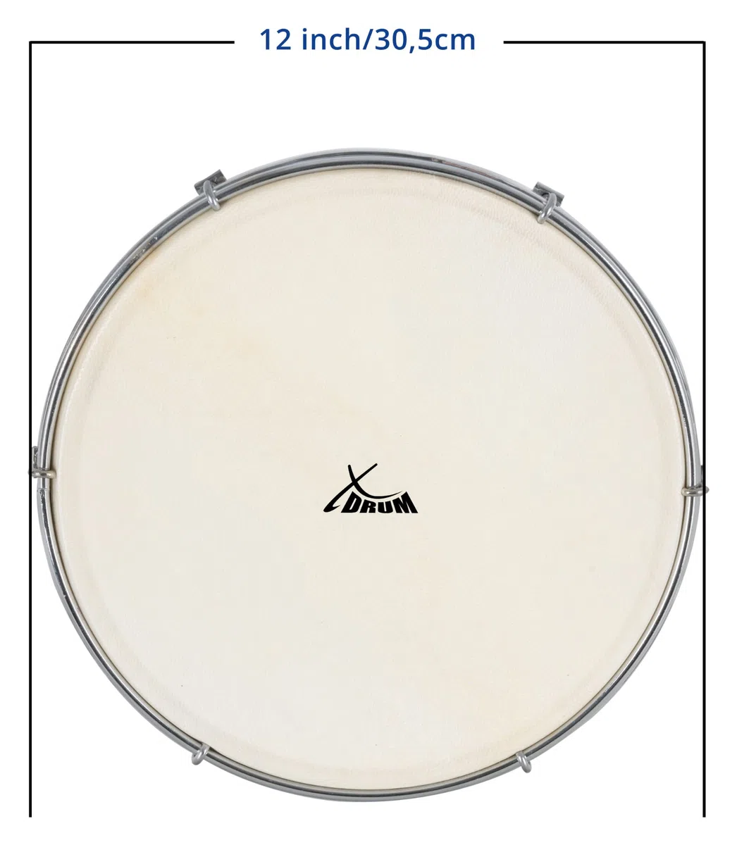 XDrum HTM-12S 12" Handtrommel mit Schlägel Set - Rahmentrommel mit Fell aus Polyester - Stimmbar mit 6 Spannhaken - Holzrahmen aus Ahorn - Ergonomischer Griff - Natur
