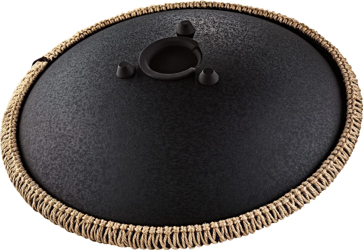 Sonic Energy Octave Steel Tongue Drum, D-Kurd, Schwarz (OSTD1BK) | Basston + 8 oktavierte Töne, 440 Hz, Durchmesser 15,7 Zoll, 40 x 40 x 16,3 cm, Inkl. Tasche und 2 Schlägel, Edelstahl