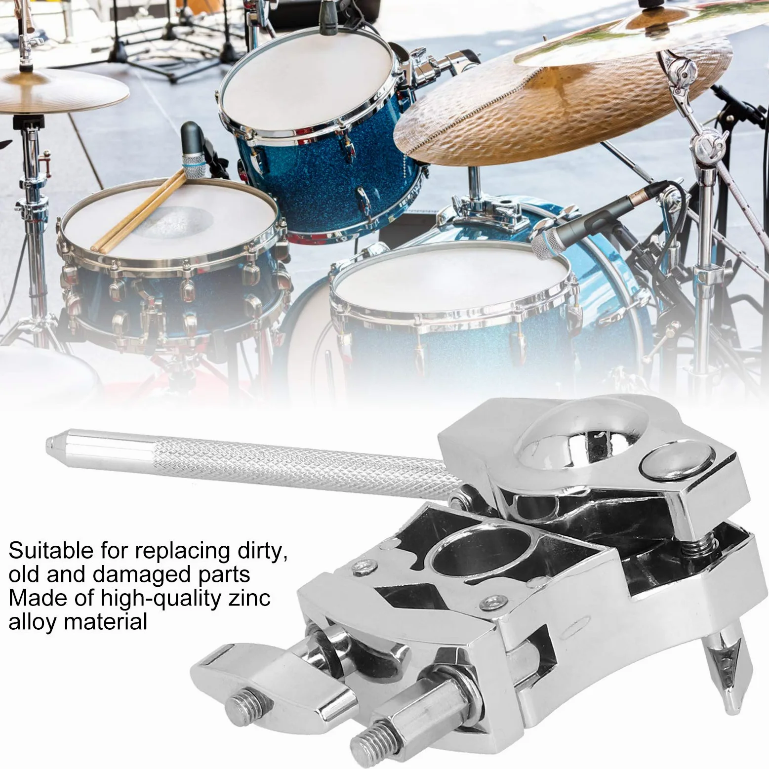 L Rod Cowbells Beckenklemme, Trommel-Rack-Halterung aus Zinklegierung, verstellbare Percussion-Drum-Set Cowbell-Halterung für Jam Blocks, Tamburine