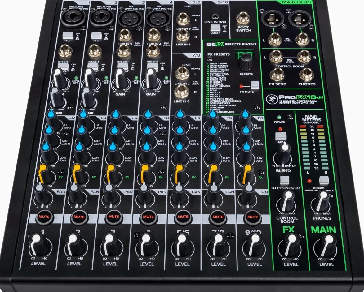 Mackie ProFX10v3 10-Kanal Professionelles Effektmischpult mit USB