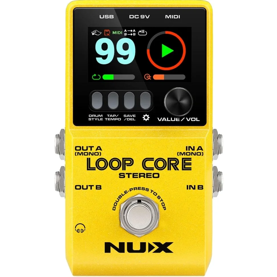 Nux Loop Core Guitar Effect Pedal Looper 6 Hours Recording Time, 99 User Memories, Drum Patterns with Tap Tempo
