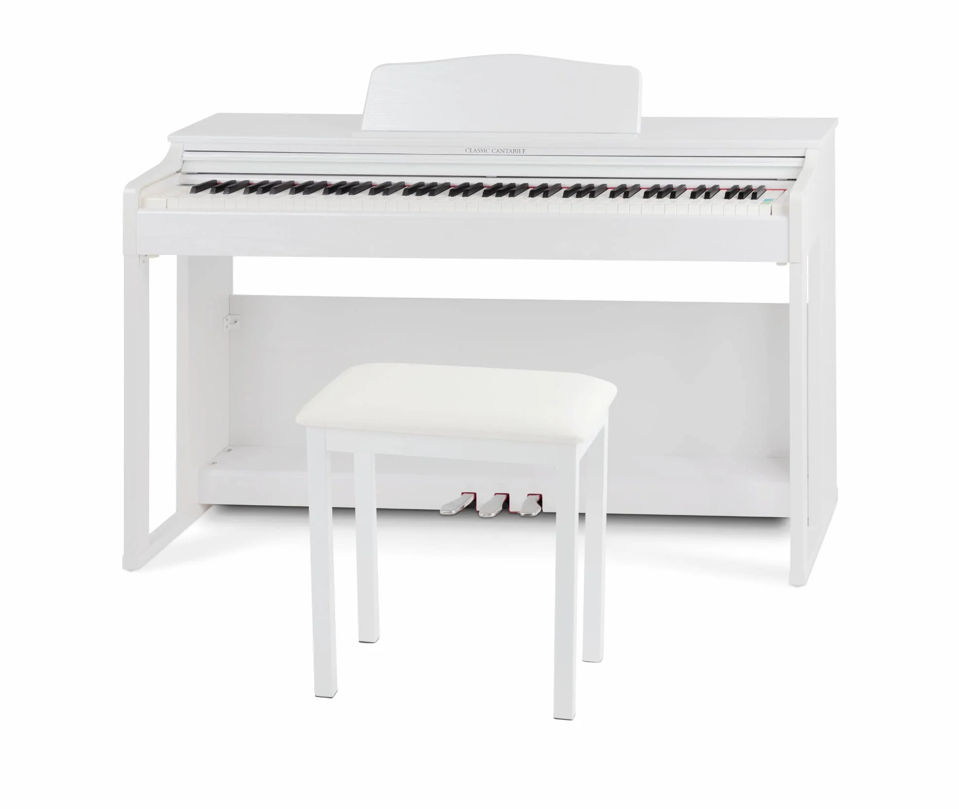 FUNKEY B100 Klavierbank - Hochwertiger Keyboardhocker - Weiße Sitzfläche aus Kunstleder - Maße der Sitzfläche: 44 x 30 cm - Mit stabilen Metallbeinen - Sitzhöhe 50 cm - Farbe: Weiß matt