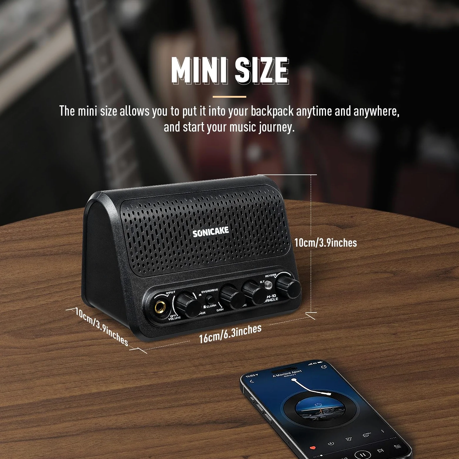 SONICAKE Gitarrenverstärker Mini Combo Amp Bluetooth mit Clean und Overdrive Kanälen Triangle