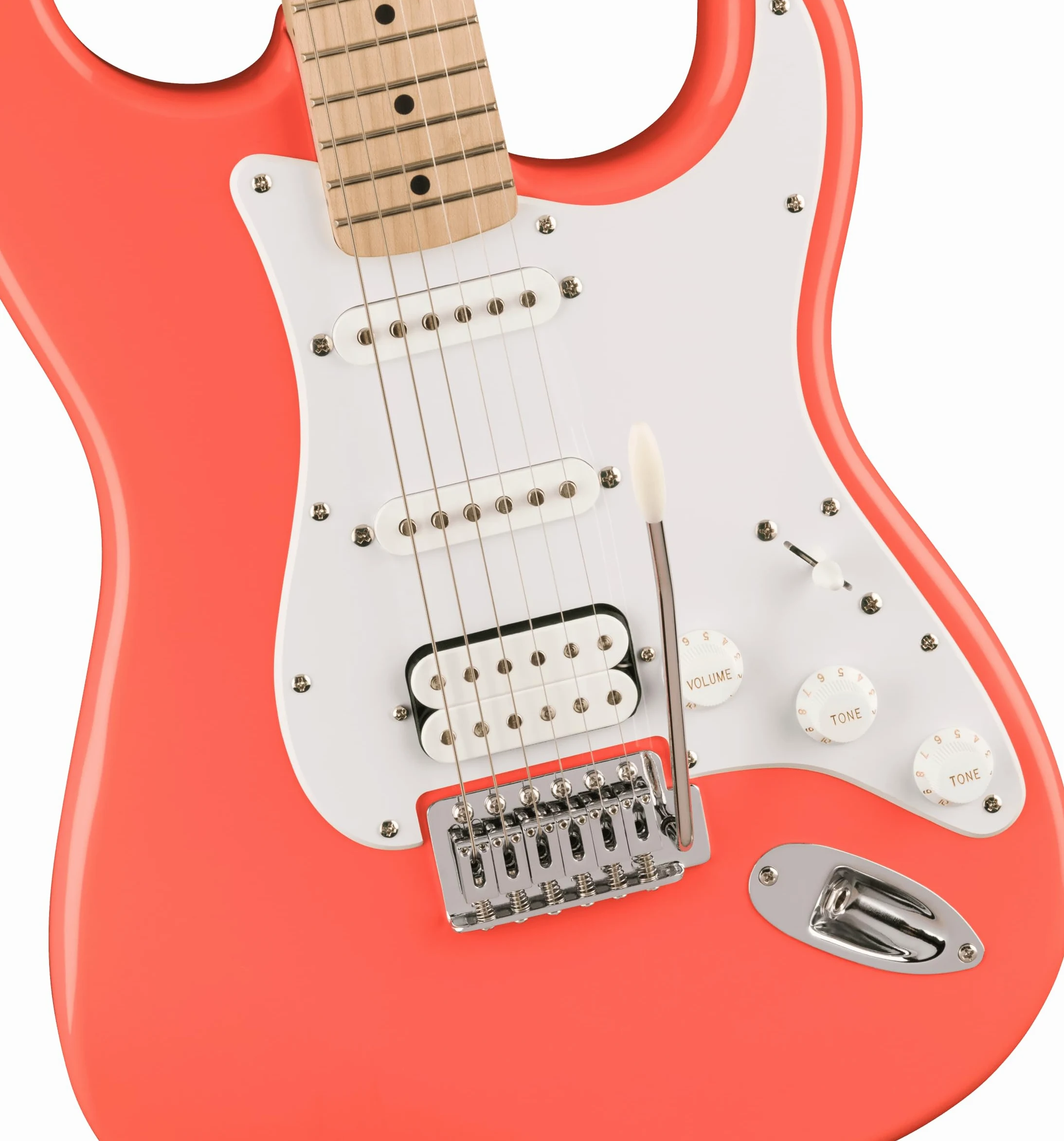 Squier Stratocaster HSS MN Tahitian Coral - E-Gitarre