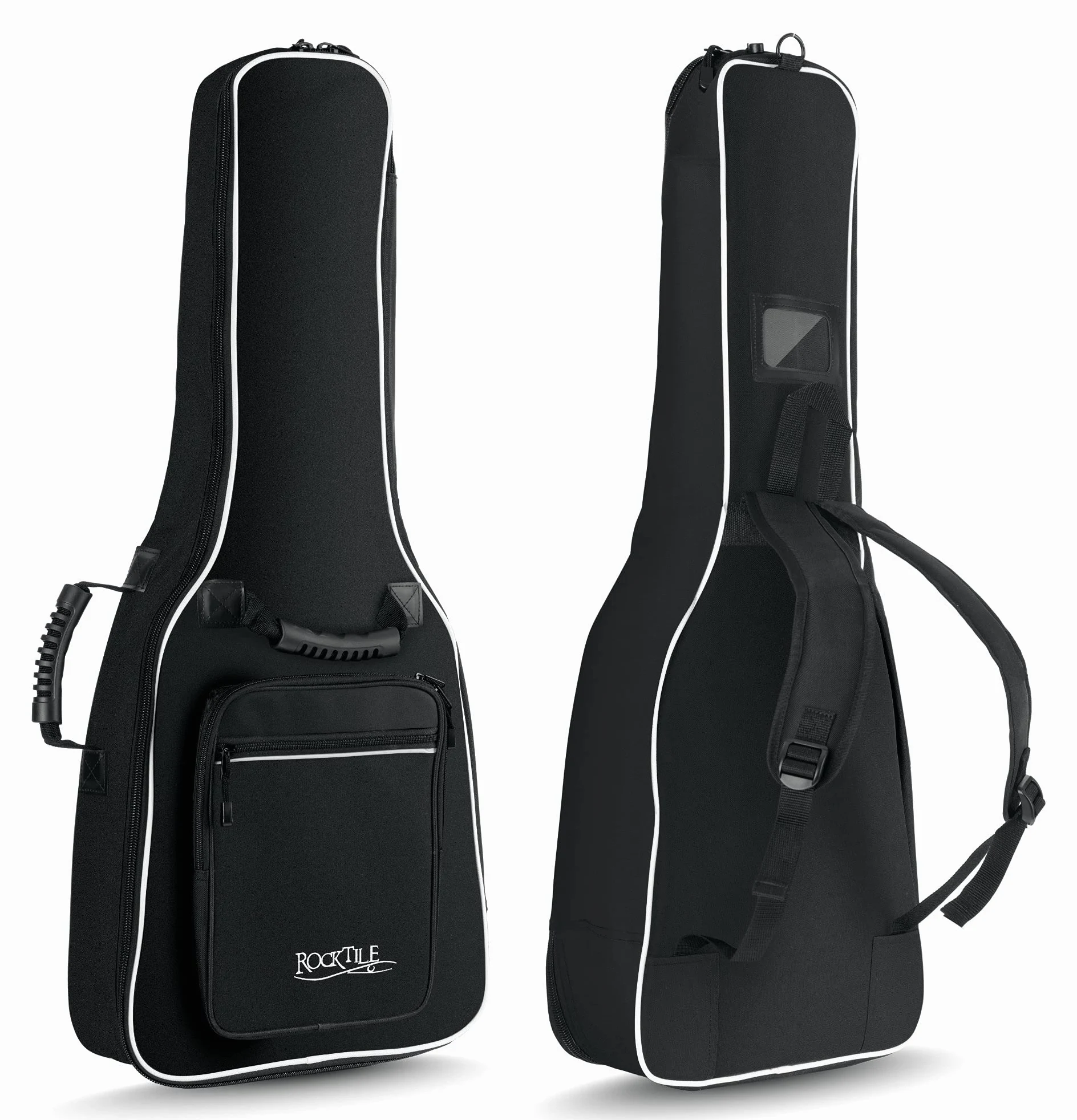 ROCKTILE 1/2 Klassik-Gitarrentasche (gepolsterter Gigbag, Rucksackgarnitur, 2 Außentaschen) schwarz