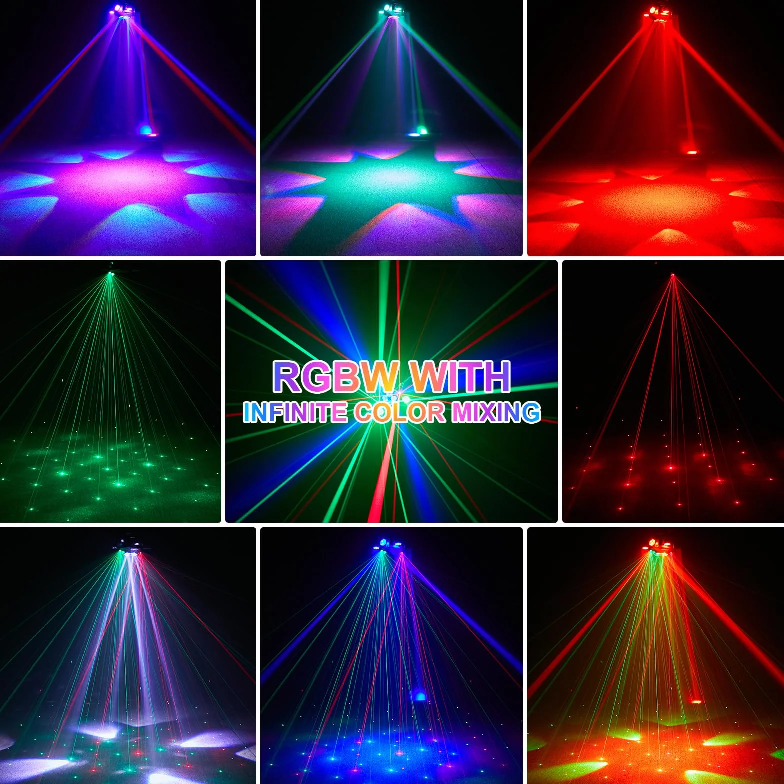 UKing 180W Moving Head Licht,Partylicht Scheinwerfer RGBW LED Strahler Bühnenlicht mit dmx512 Soundaktivierter Lichteffekt mit 6 Lichtarmen für Weihnachten DJ Bar Geburtstag Disco Hochzeit