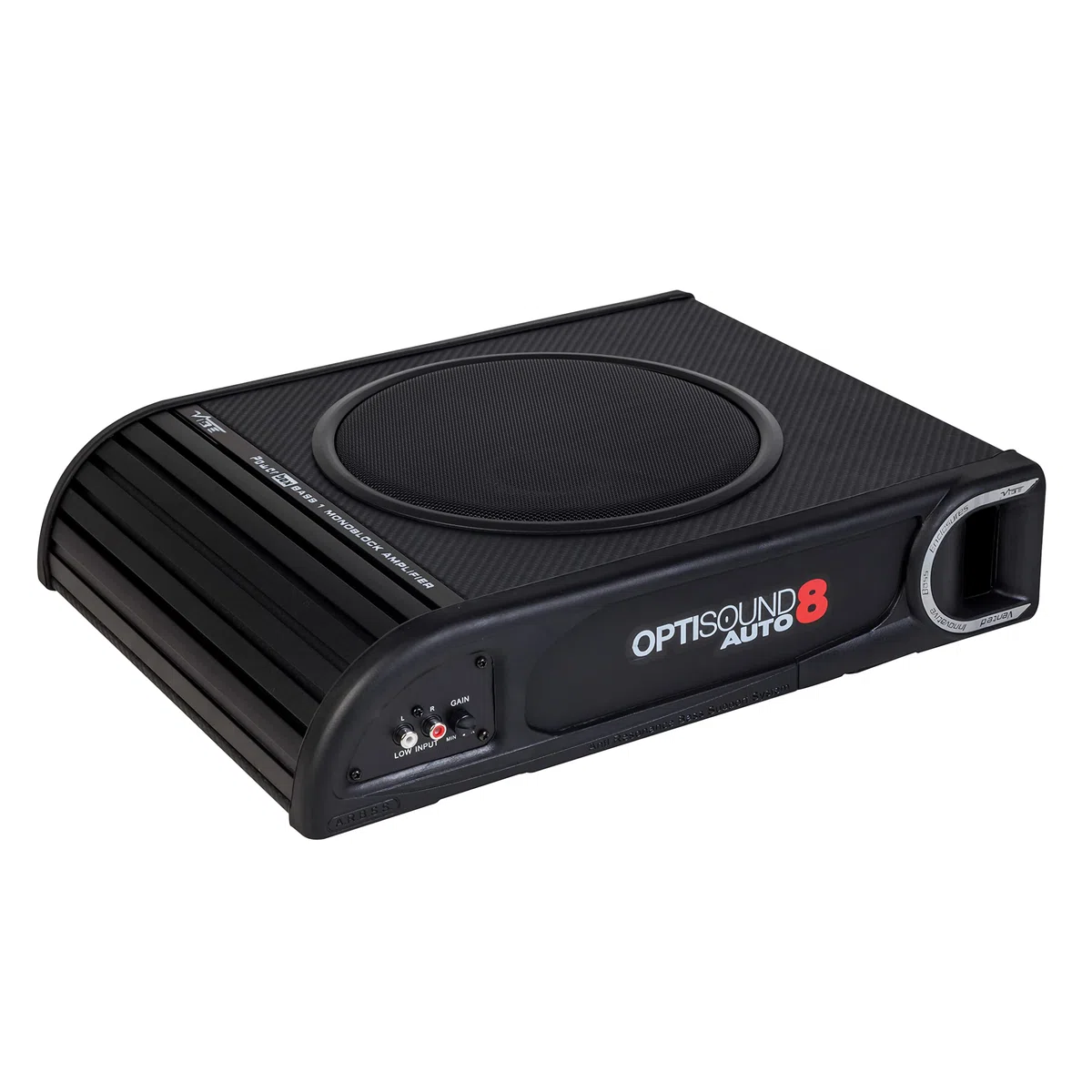 Vibe Audio Optisound Slimline 8" Untersitz-Aktiv-Bassgehäuse, OPTISOUNDAUTO8A-V2, Schwarz