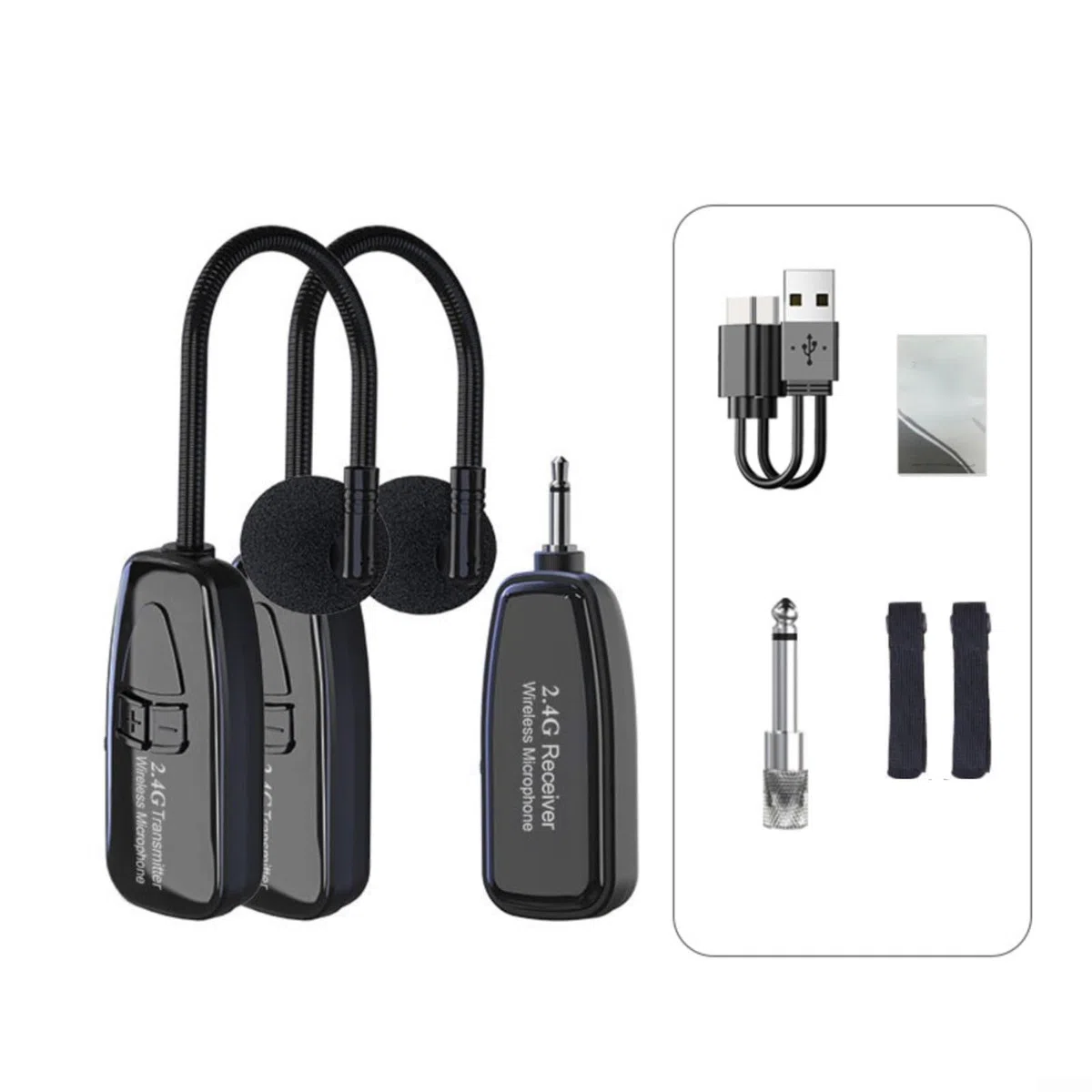 2,4G Drahtloses Clip-On Mikrofon für Saxophon und Blechblasinstrumente mit 49 m Reichweite, eingebautem 400 mAh Akku, Hypercardioid für Konzerte und Bandauftritte(One tow two)