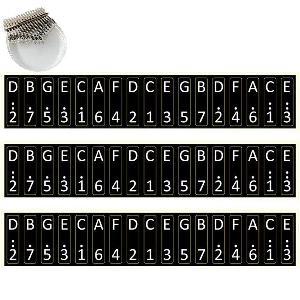 3 Set Kalimba-daumenklavier-notenaufkleber Für Anfänger, Musikalisches Geschenk Und Kalimba-Skala-Aufkleber, Percussion-Dekoration