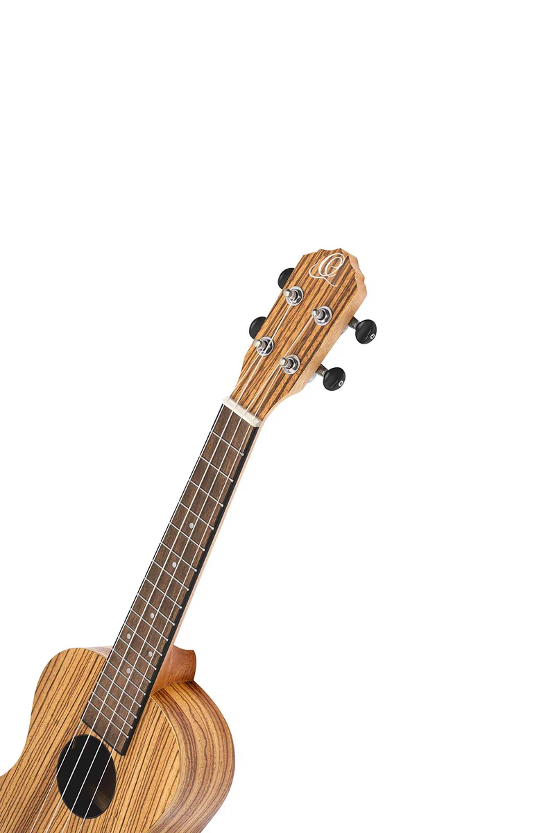 Ortega Guitars Konzert Ukulele Elektro-Akustisch – Timber Series – Inklusive Gigbag – Zebrano, Natur (RFU11ZE)