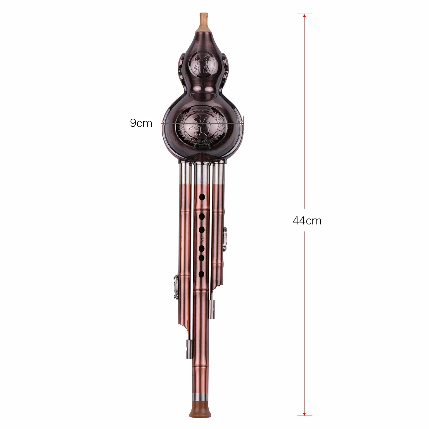 Hulusi C Taste 3 Ton C-Key Hulusi -Flöte Kupfer plattiert Rohre Chinesisches Traditionelles Instrument für Anfänger mit chinesischem Knoten Musical Trage Musical Amateur
