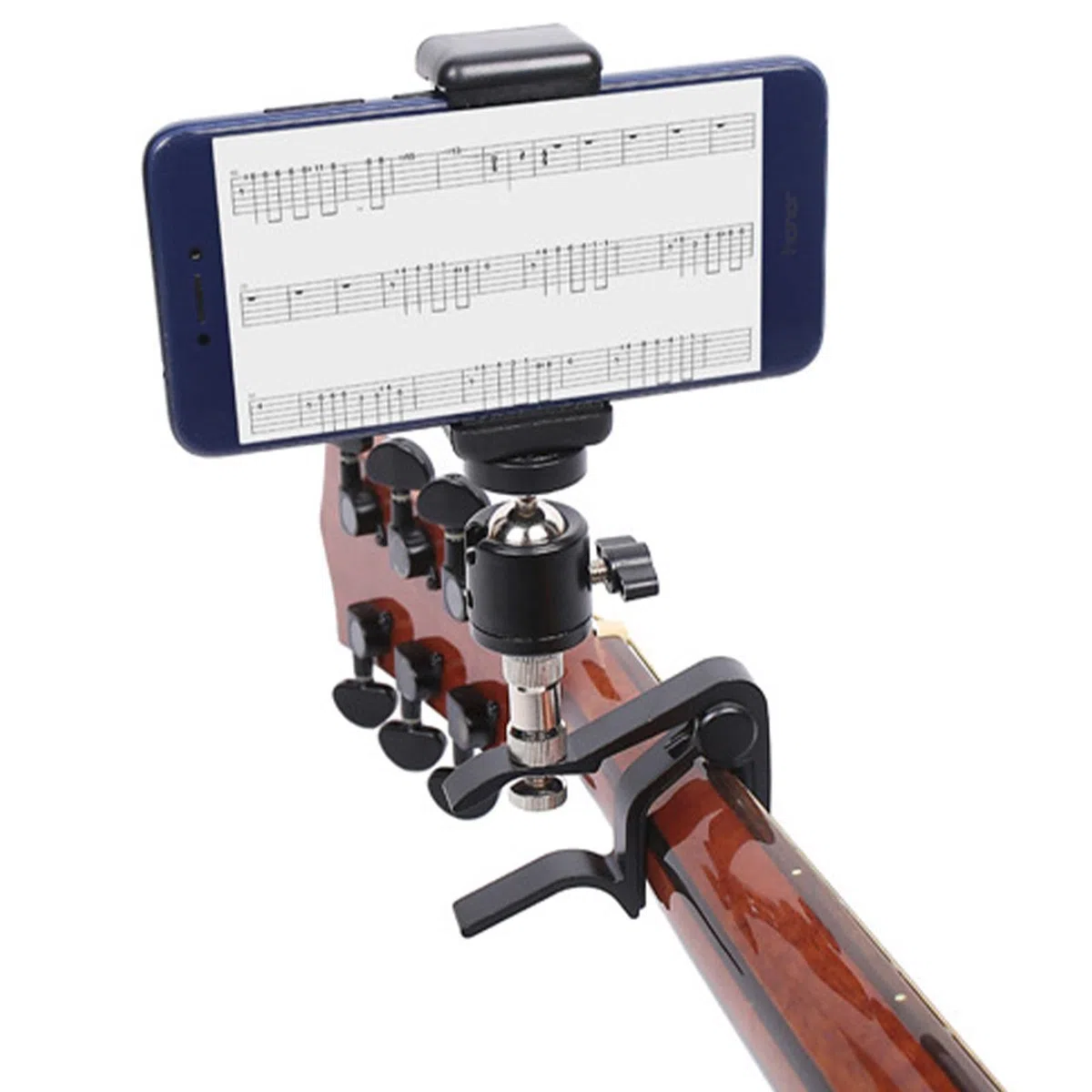 Gitarre Handyhalter, Telefonständer für E- oder Akustikgitarren, Smartphone Guitar Capo Bracket Gitarrenzubehör für Live-Übertragungen
