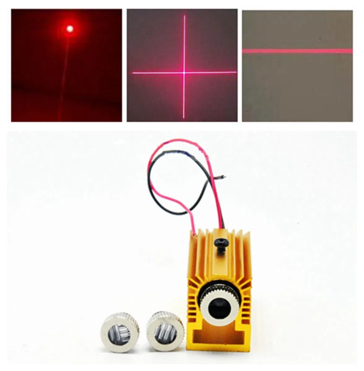3in1 Dot/Line/Cross 650nm 200mW Red Laser Diodenmodul 5V w 12mm Heatsink/Halter