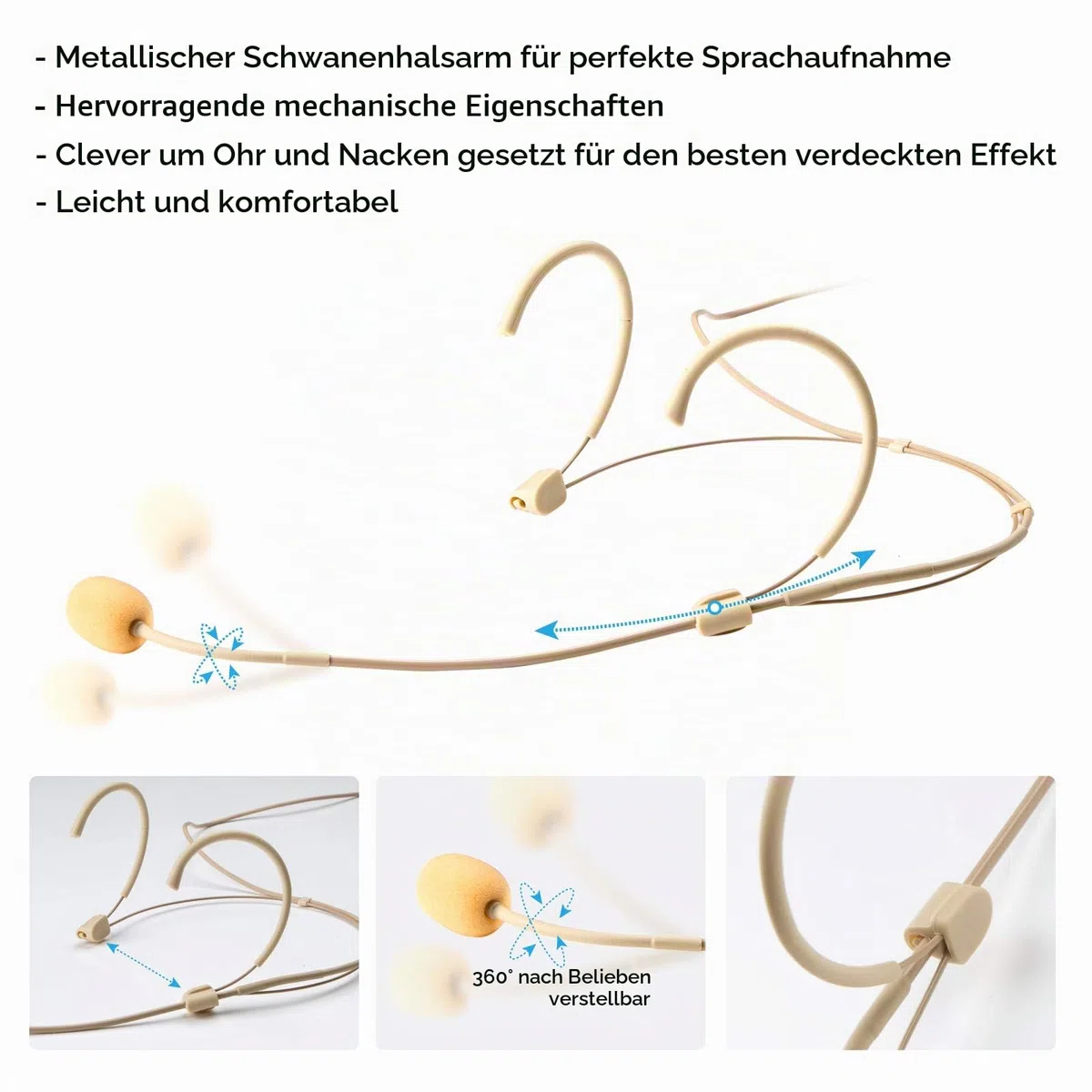 Headset Mikrofon Stirnband mic für Sennheiser kabellos Bodypack Transmitter Taschensender - Ideal für Vorträge, Theater, Podcasts Mit Robust Aufbewahrungsbehälter