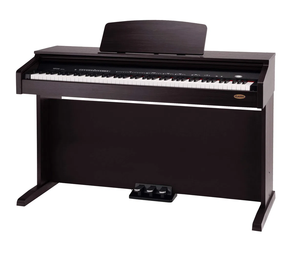 Classic Cantabile DP-210 RH E-Piano SET inkl. Bank, Kopfhörer, Schule (Digitalpiano 88 Tasten Hammermechanik, Kopfhöreranschlüsse, USB, Metronom, 3 Pedale, Piano für Anfänger, inkl. Noten) Rosenholz