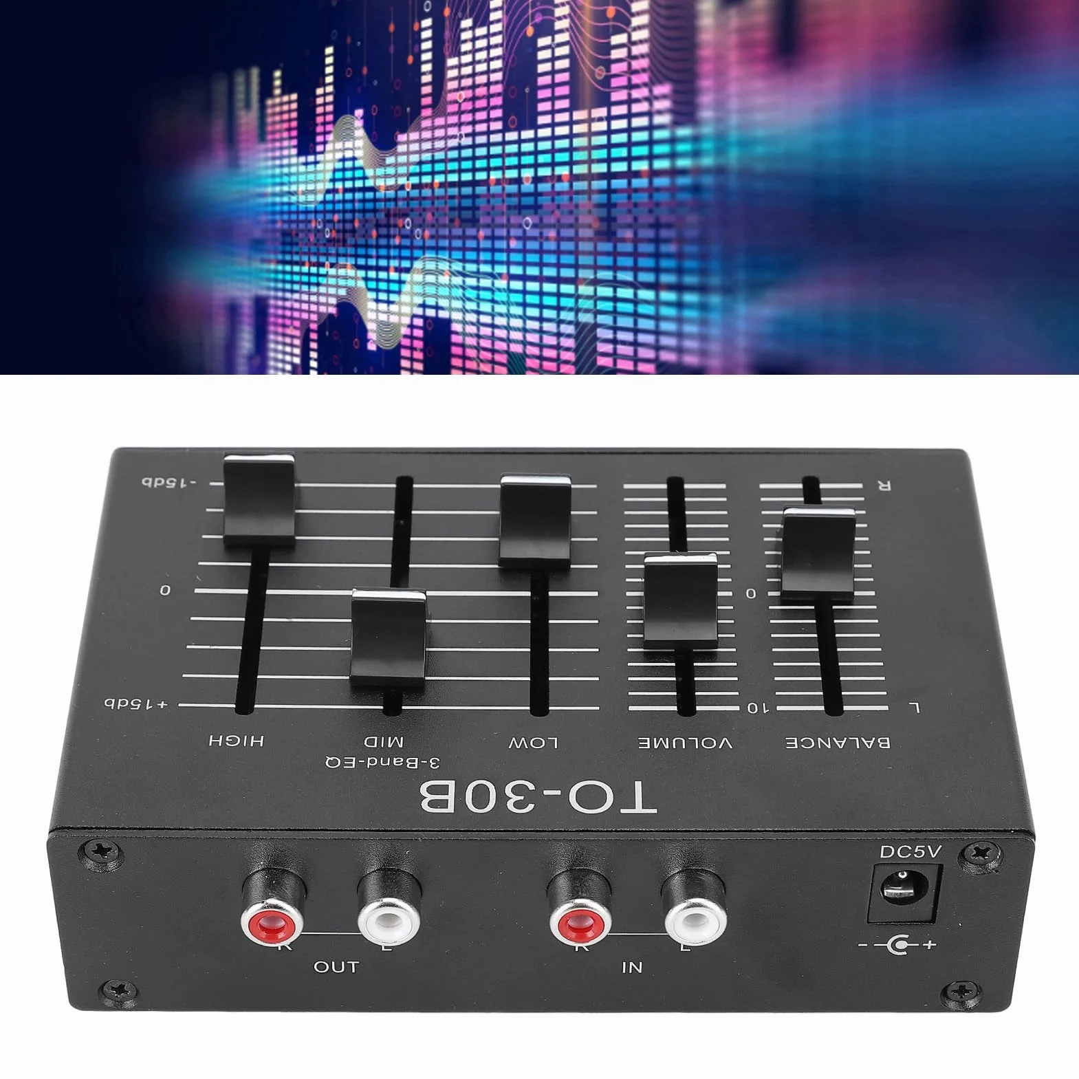 3 Band Equalizer EQ Equizer Stereo Sound Channel Vorverstärker, 3 Bandvolumensteuerung, für Elektronik, Plattenspieler, Soundkarten, Gitarren, Bässe