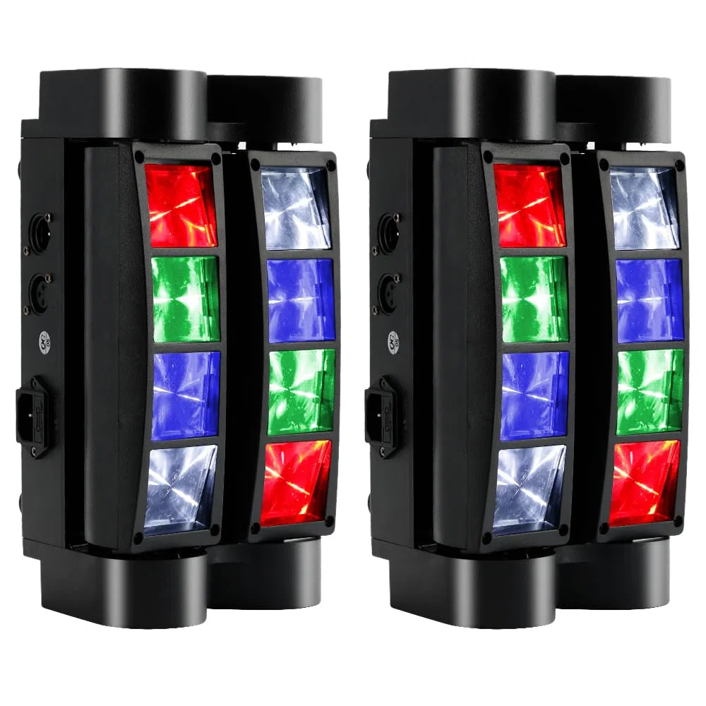 Moving Head Bühnenlicht, DJ Licht Disco Licht 8x10W RGBW 4 IN 1 LED Lichteffekt,Mini Partylicht Stage Lights mit DMX512/Sprachmodus für Bar Party Club Oktoberfest Weihnachten 2 Stück