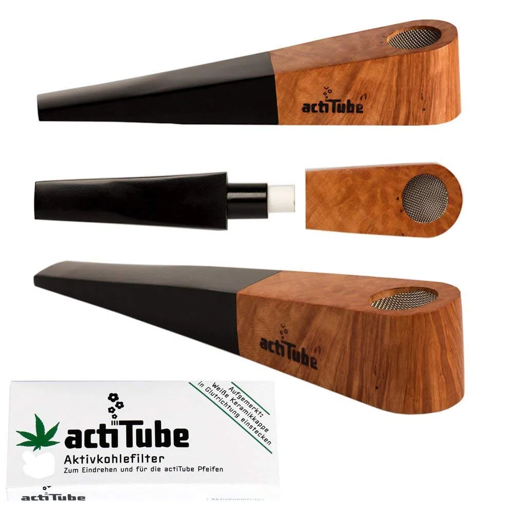 actiTube Holzpfeife - Tune In Pfeife aus Bruyèreholz inkl. Aktivkohlefilter