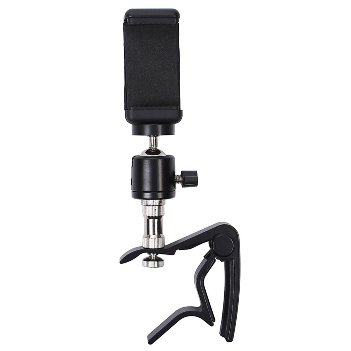 Gitarre Handyhalter, Telefonständer für E- oder Akustikgitarren, Smartphone Guitar Capo Bracket Gitarrenzubehör für Live-Übertragungen