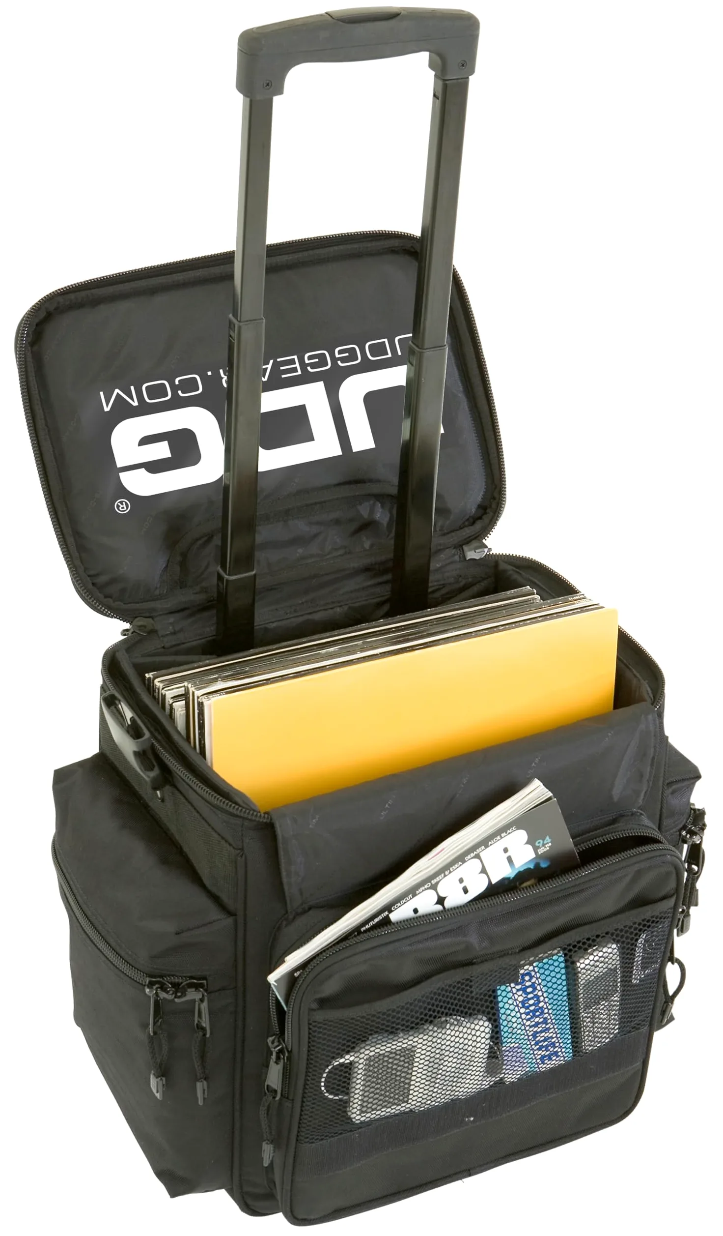 UDG Ultimate SlingBag Trolley Deluxe Schwarz MK2, Schwarz innen (U9981BL) | Vinyl während der Reise schützen; SlingBag Trolley Deluxe mit Inline-Rädern, Zahlenschloss, MK2