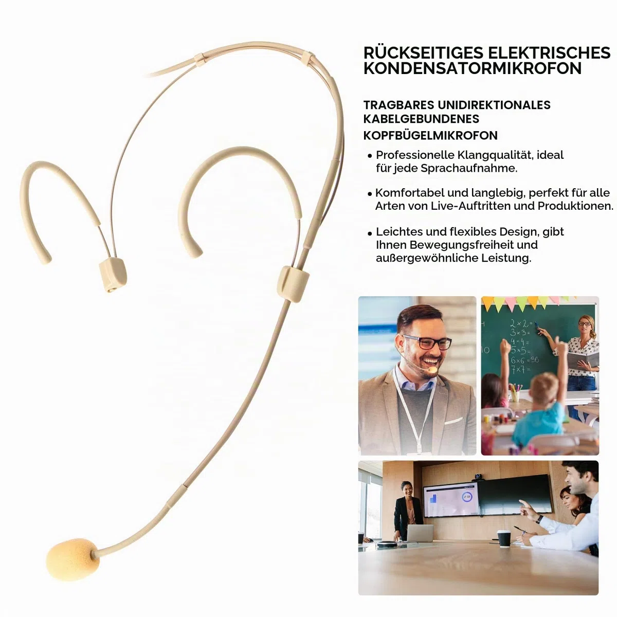 Headset Mikrofon Stirnband mic für Sennheiser kabellos Bodypack Transmitter Taschensender - Ideal für Vorträge, Theater, Podcasts Mit Robust Aufbewahrungsbehälter