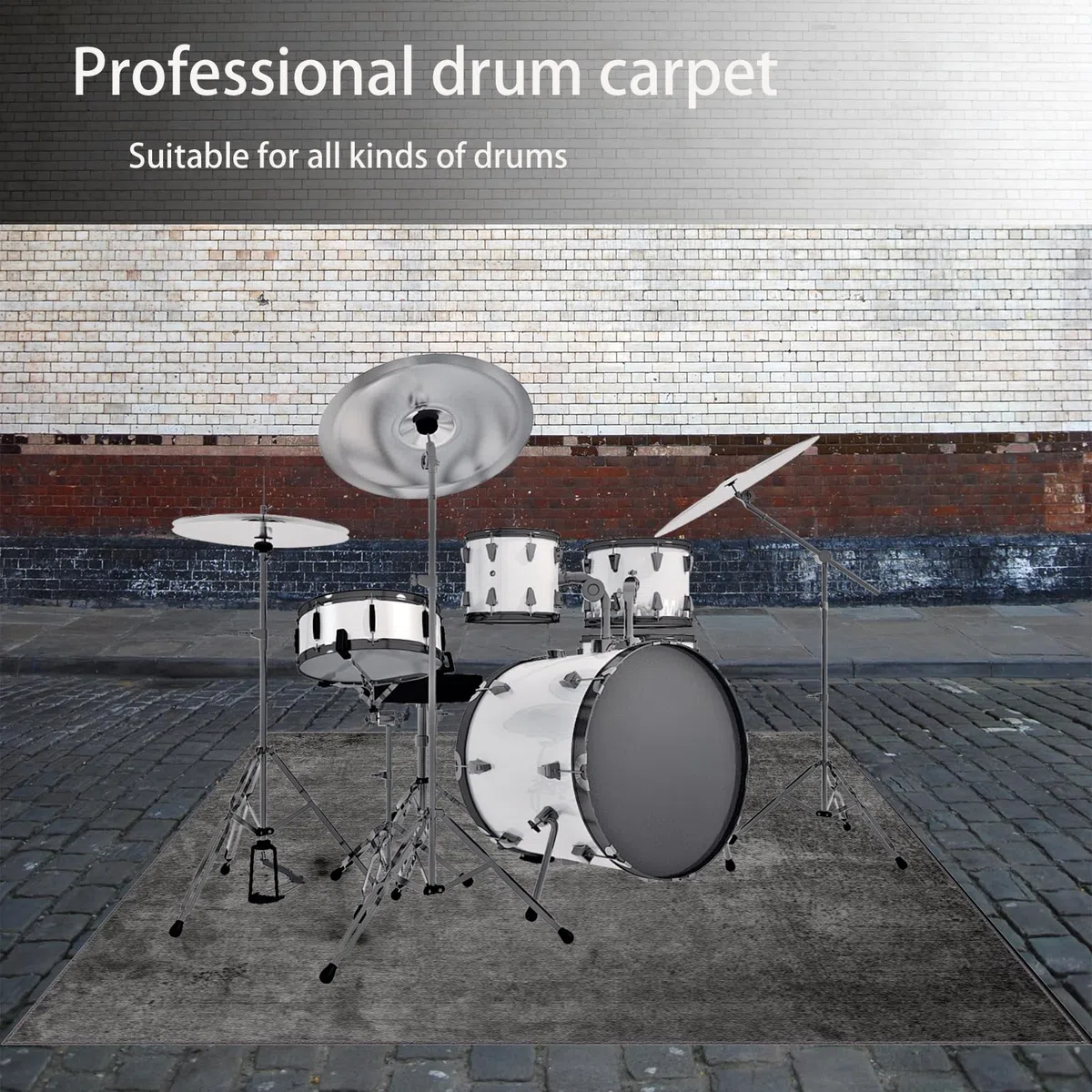 Drum Teppich Schlagzeugteppich, Schallschutz Teppich Matte, Elektronisches Schlagzeug Rug, Professionelles rutschfeste Schallschutzmatte, Dicht Gewebter Oberfläche Zubehör für Drum Kit 120 x 70 cm