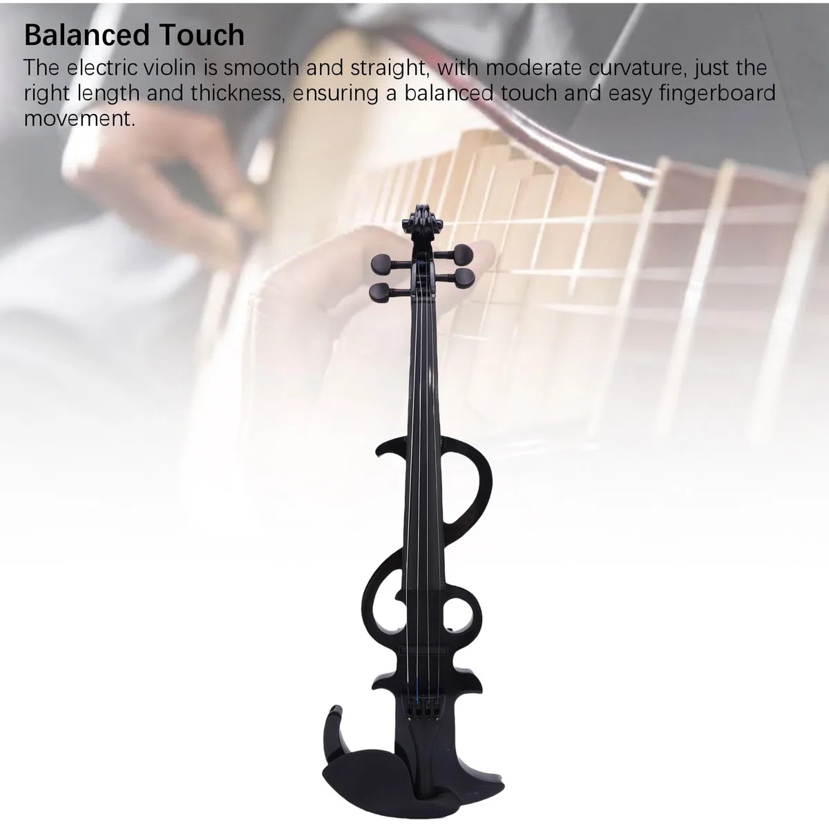 Drfeify Elektrische Violine, 4/4 Massives Ebenholz, Ergonomisches Design für Anfänger und Erwachsene, mit Aufbewahrungsbox für Bogen-Kopfhörer-Anschlusskabel