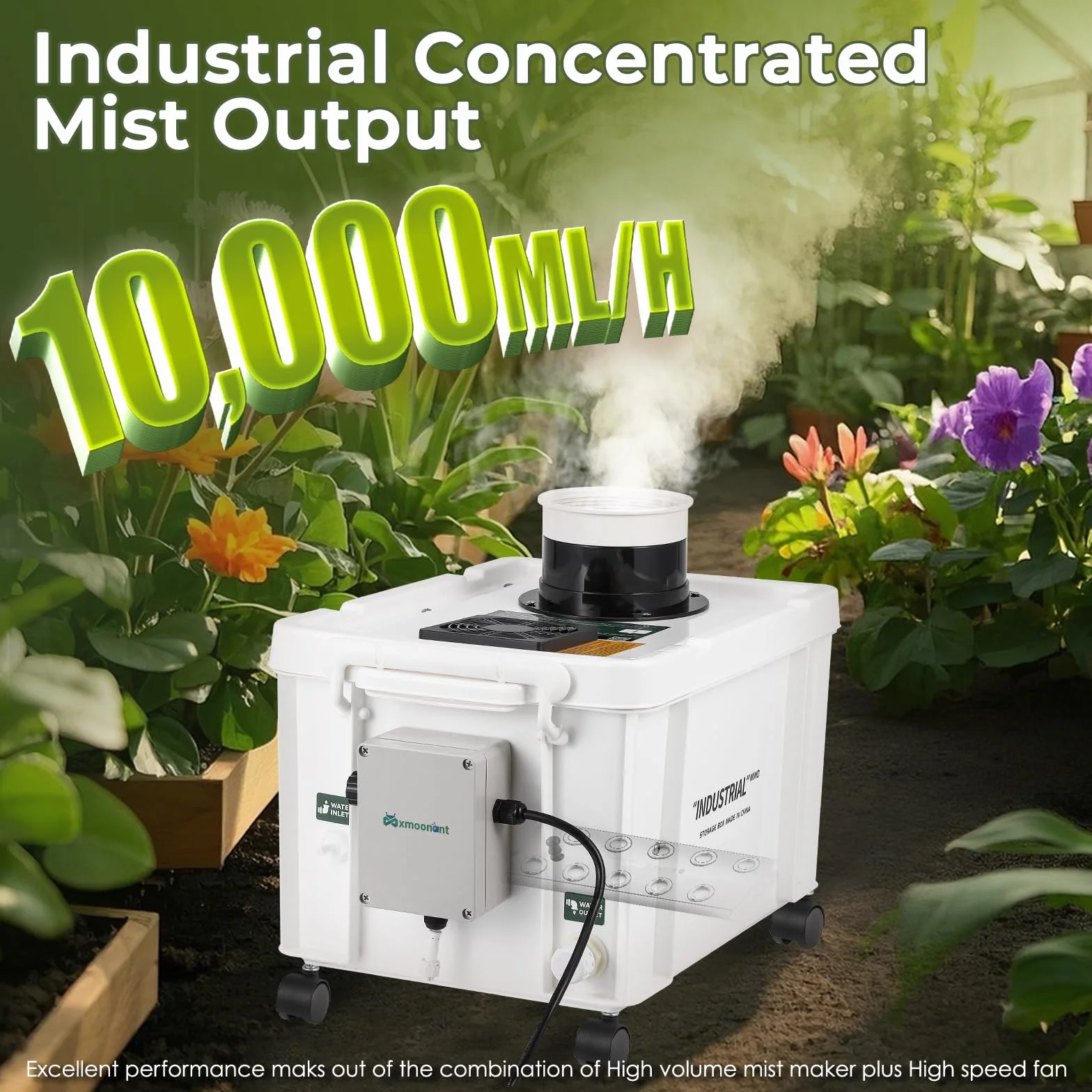 Mxmoonant Ultraschall Nebelmaschine 10L/H DIY Industriequalität | einstellbare Nebelmenge, automatische Wasserzufuhr, mit Feuchtigkeitsschalter für Werkstatt, Gewächshaus, Bauernhof