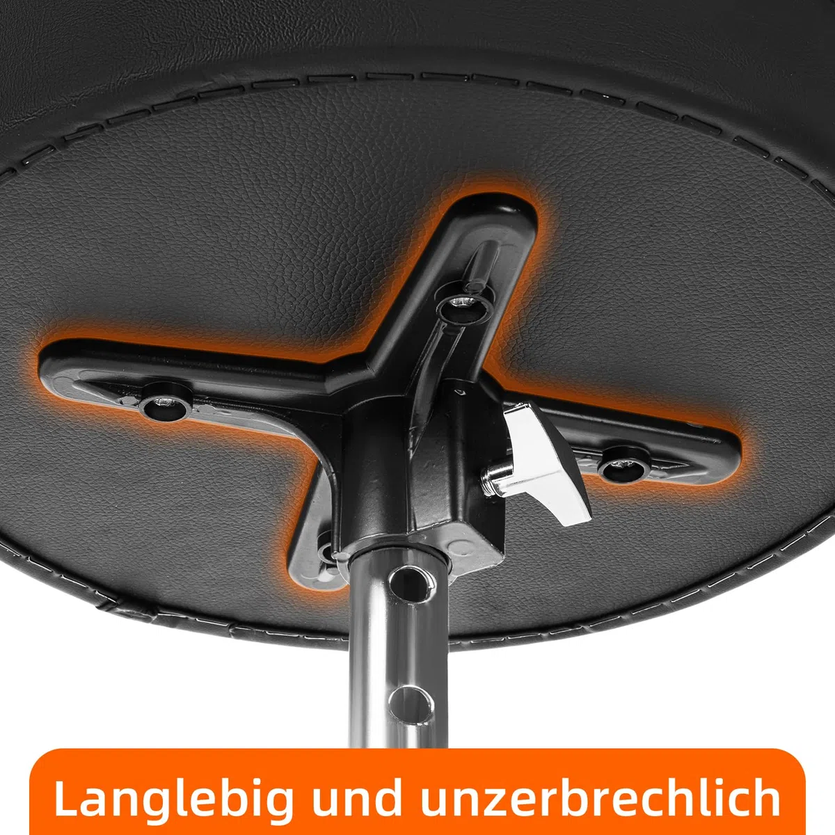 OUUTMEE Drum Throne Drumhocker, gepolsterter Sitz, 46 bis 58CM, höhenverstellbar, runde Oberseite, Drum Chair mit Stabiler Stativbasis, Percussion und Keyboardspieler