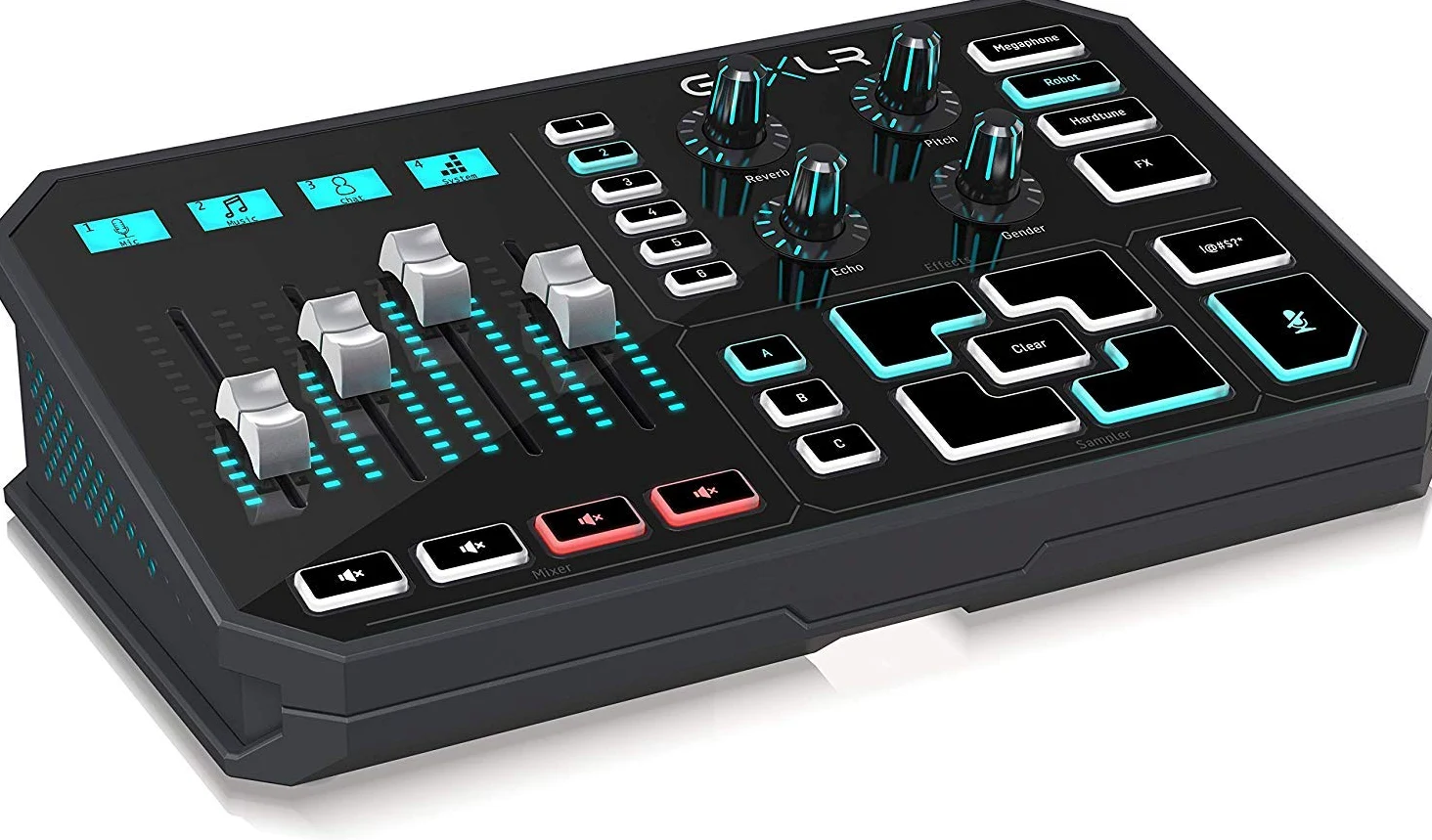 TC Helicon GoXLR Revolutionäre Online-Broadcasting-Plattform mit 4-Kanal-Mixer, Motorisierten Fadern, Soundboard und Voice-Effekten, Unterstützt Windows 7, 8, 10 & 11, Schwarz