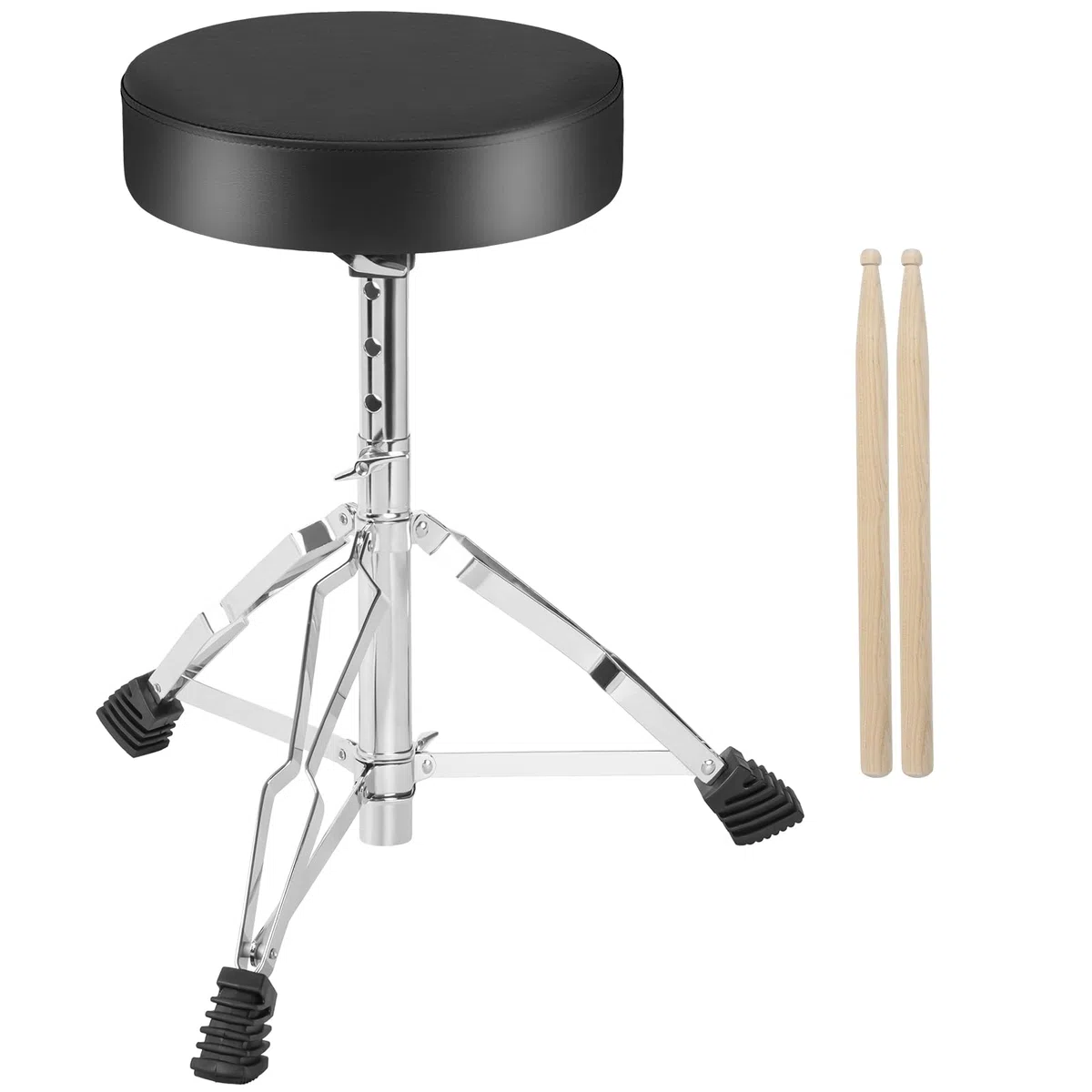 OUUTMEE Drum Throne Drumhocker, gepolsterter Sitz, 46 bis 58CM, höhenverstellbar, runde Oberseite, Drum Chair mit Stabiler Stativbasis, Percussion und Keyboardspieler