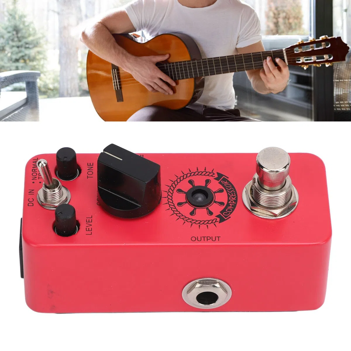 True Bypass-Gitarrenpedal-Kompressor mit Klangregelung, Sanfter Dynamik und Warmem Klang, Klassische Optische Kompression für E-Gitarre, Gitarren-Tuner-Pedal True Bypass
