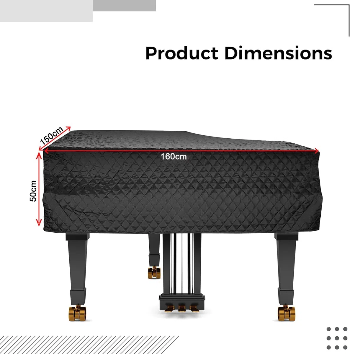 Grand Klavier Abdeckung, Flügel Abdeckung Klavier,Wasserdicht Feuchtigkeitsgeschützt und staubdicht Grand Piano Schutzhülle,160cm